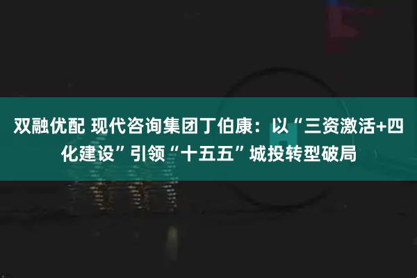 双融优配 现代咨询集团丁伯康：以“三资激活+四化建设”引领“十五五”城投转型破局